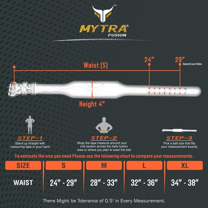 Шкіряний пояс для важкої атлетики Mytra Fusion 4 дюйми