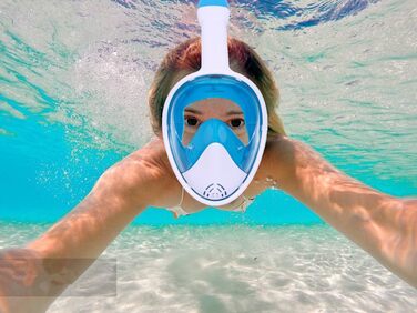 Маска для снорклінгу Wsobue, повнолицева для дорослих, знімне кріплення для камери, комплект для плавання та дайвінгу, синя, розмір S/M