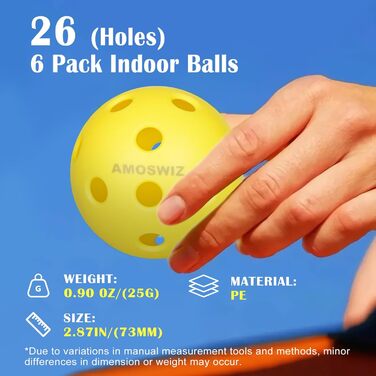 Набір м'ячів для піклболу (6 шт.) з сумкою для сітки, жовті, для тренувань та турнірів