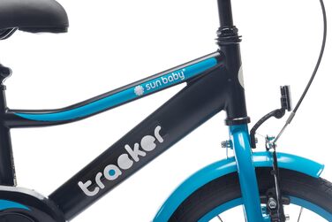 Дитяче велосипед Sun Baby Tiger Tracker 14/16 дюймів для хлопчиків. Легкий, з додатковими колесами та штовхачем, 2-6 років. BMX, блакитний.