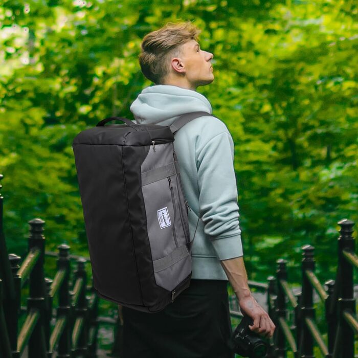 Спортивна сумка-рюкзак Laripwit 40 л для чоловіків і жінок, водонепроникна тренувальна сумка з відділенням для взуття і вологих речей, сіра