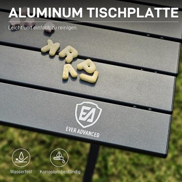 Складаний туристичний стіл EVER ADVANCED 120x70 см, алюміній, 100 кг, для кемпінгу, пікніка, саду, балкону, білий/темно-сірий