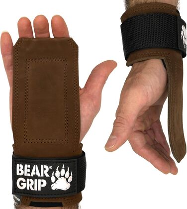 BEAR GRIP – багатофункціональні шкіряні ремені для важкої атлетики, коричневі, міцна вага, для тренувань