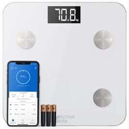 Bluetooth вага Active Era з великим LED дисплеєм, 16 вимірювань, аналізатор складу тіла, індекс маси тіла (BMI), додаток для смартфона, біла