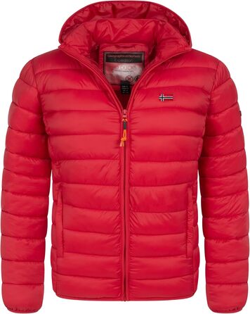 Чоловіча зимова куртка Geographical Norway: тепла, з підкладкою, для активного відпочинку, з капюшоном, червона (XXL)