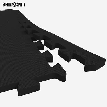 GORILLA SPORTS® Захисні мати EVA, 6 шт, 60x60x1,2 см, антиковзкі, для фітнесу, підлоги, тренажерів, басейну, з 12 крайовими елементами, різні кольори