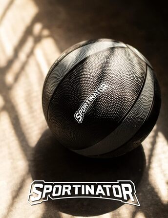 Медичний м'яч SPORTINATOR сірий/чорний, 9 кг, для силових і функціональних тренувань, з маркуванням ваги