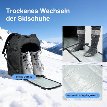 Рюкзак для лиж Zedelmaier 50L: для лиж, шолома, рукавиць та черевиків (до 45 розміру). Водонепроникний, чорний