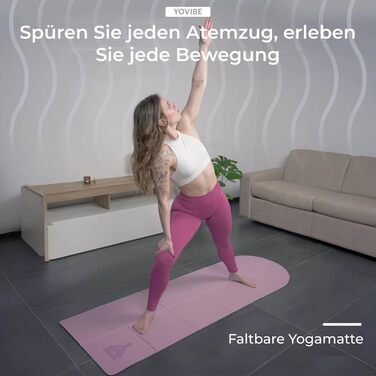 Килимок для йоги YoVibe® 183x60x0.6 см рожевий з TPE, антиковзкий, товстий + сумка та рушник для йоги