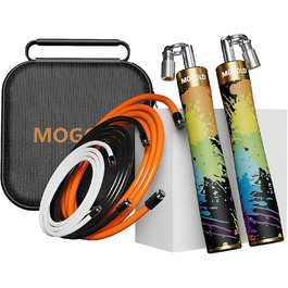 Скакалка для фітнесу Profi Gewichtsspringseil – регульована скакалка з 3 тросами (1/5LB, 1/4LB, 1/2LB), з ручками з шкіри та збільшенням ваги для спалювання жиру, для домашнього фітнесу, боксу T64 Graffiti