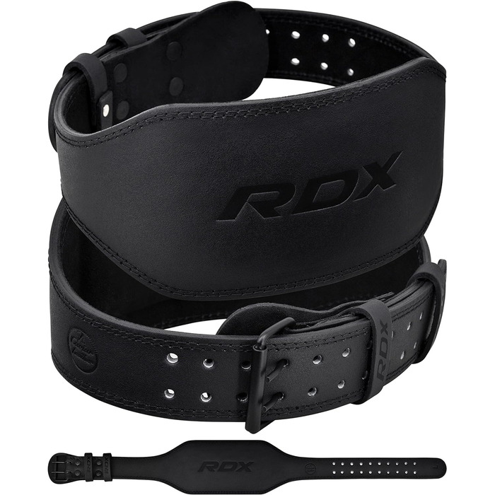RDX Шкіряний пояс для пауерліфтингу та бодібілдингу 6 дюймів, 10 отворів, регульований, з пряжкою, для тренувань у залі, чоловіків і жінок, розмір S (20-24 дюйми), чорний, анатомічна підкладка