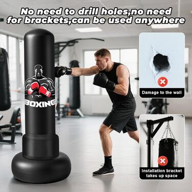 Важкий боксерський мішок для дорослих 180 см з рукавичками та насосом, наповнений повітрям, для боксу, кікбоксингу, таеквондо, подарунок