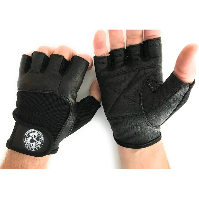 Чоловічі та жіночі фітнес рукавички Nibra Gym Wear USA чорні з фіксацією на зап'ясті, амортизовані для кросфіту, тренувань, важкої атлетики, велосипеду (чорні, розмір M)