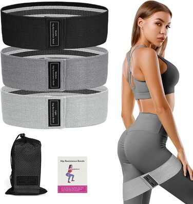 Фітнес-резинки Flintronic для стегон, набір еластичних стрічок для фітнесу, йоги, пілатесу, силових тренувань, тренувань ніг (C-чорний+D-темно-сірий+С-світло-сірий)