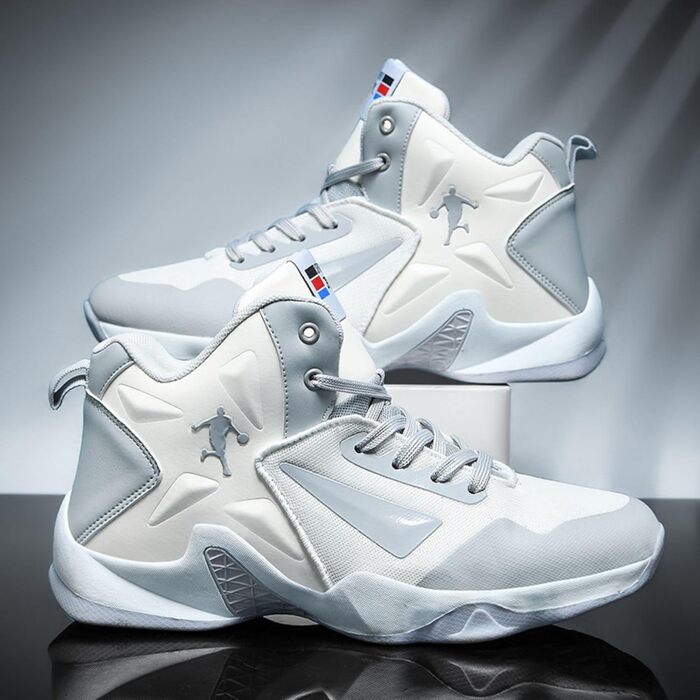 Баскетбольні кросівки High Top з антиковзким покриттям, легкі та зручні, розмір 43 EU, вузька колодка, білі