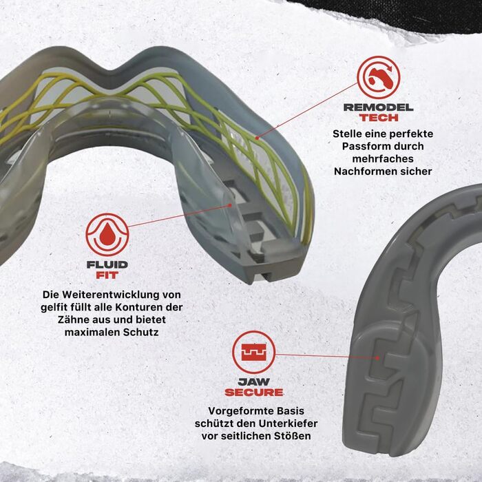 Захисна капа SafeJawz Nitro для дорослих та дітей з чохлом для боксу, баскетболу, лакросу, футболу, MMA, єдиноборств, хокею та контактних видів спорту (сірий)