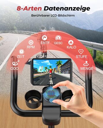 Велотренажер для дому Superun з APP, магнітний опір, 15 кг маховик, ультратихий, чорний