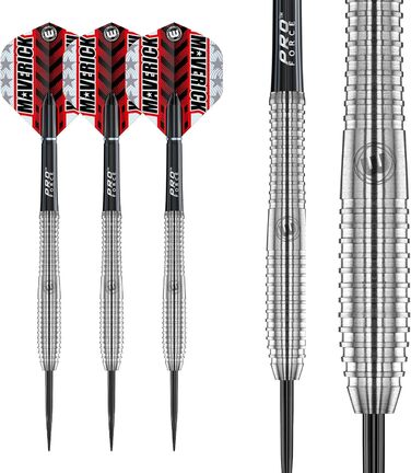 Професійний набір дартс WINMAU Maverick 21 г, сталевий наконечник, вольфрам, з крилами та стрижнями
