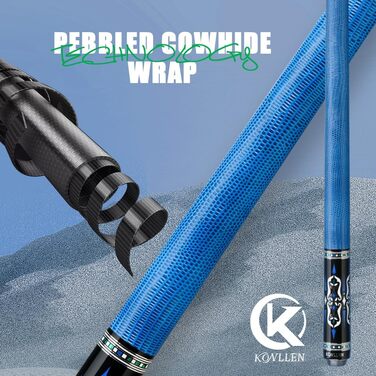 KONLLEN Billardqueue з карбону, 58 дюймів: професійний більярдний кий для дорослих, повна карбонова технологія, низький опір, наконечник 12,5 мм (Pro Taper, ультрагладкий) (AMG-2F-Blue)