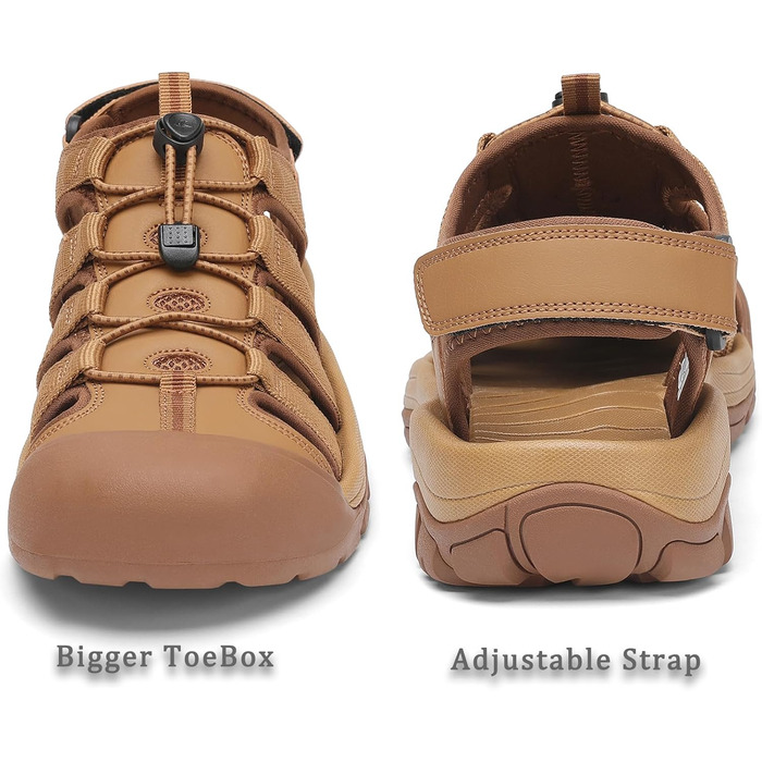 Чоловічі сандалі FLARUT літні для активного відпочинку та трекінгу, закритий носок, бежеві (46 EU)