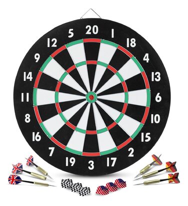 Dartscheibe Stagecaptain DBP-1810 Bullseye: Паперова мішень для дротиків з дротиками - для початківців, двостороння