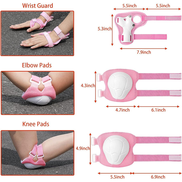 Набір наколінників та шолома Kinder для дітей 3-10 років (рожевий) | Захист для роликів, скейтборда, велосипеда