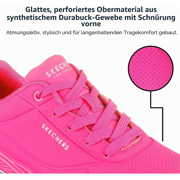 Жіночі кросівки Skechers UNO 73667 NORG Hot Pink — рожеві, матеріал Durabuck, розмір 38 EU