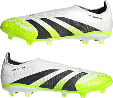 Футбольні бутси adidas Predator League Laceless для твердого/багатоповерххового поля, 40 EU, Cloud White/Core Black/Lucid Lemon
