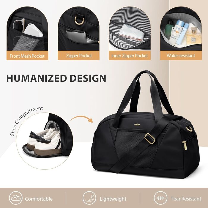 Спортивна сумка VNINE для жінок: легка, водонепроникна, для подорожей, тренувань та плавання (чорна)