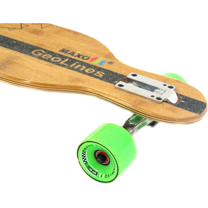 Лонгборд MAXOfit Deluxe GeoLines 107 см, бамбук/клен, 7 шарів, Drop Through, ABEC11