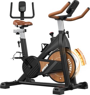 Велотренажер з Bluetooth: велотренажер з магнітним опором, фітнес-велосипед для дому з LCD-дисплеєм, до 160 кг, чорний