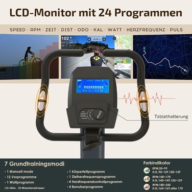 Велотренажер LESUNFIT з низькою рамою, 24 програми, Bluetooth, LCD-дисплей, до 150 кг, сумісний з фітнес-додатками