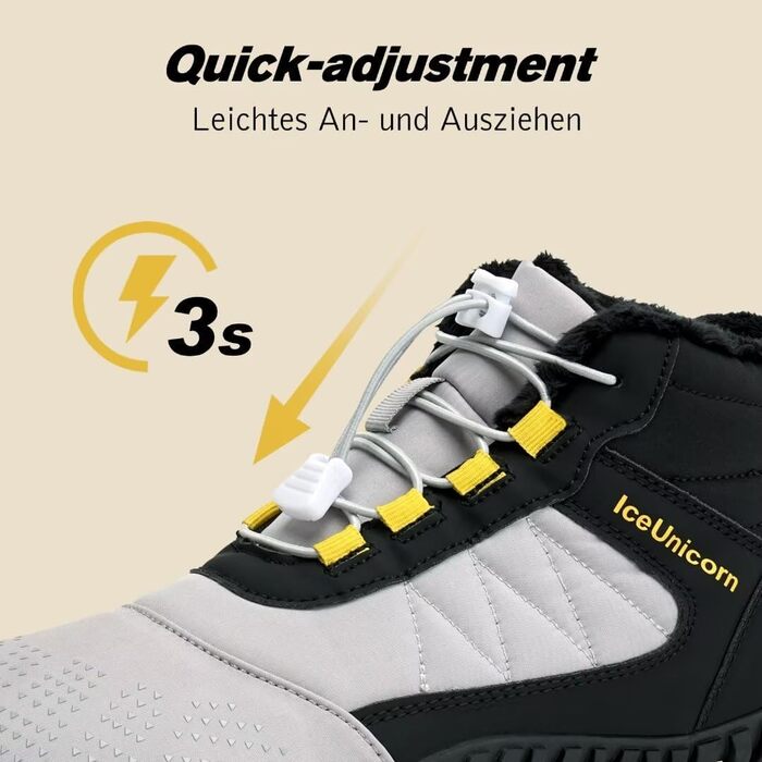 Зимові черевики IceUnicorn: теплі, з підкладкою, для жінок та чоловіків (42 EU, чорний/сірий)