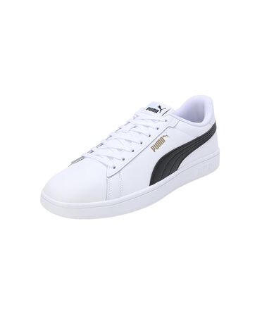 Чоловічі шкіряні кросівки Puma Smash 3.0 L чорні (White Black Gold), 37 EU