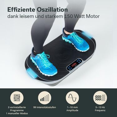 Платформа для вібраційного тренування Skandika V2 з ручками та стрічками | 99 рівнів, LCD-дисплей | Спортивний комплекс для дому (сірий/чорний)