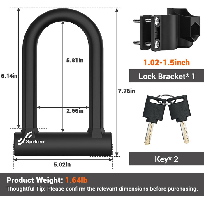 Надійне велозамкне Sportneer: 17 мм, 1.5 м кабель, для гірського, шосе, електровелосипеда, з кріпленням. Чорний.