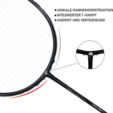 Бадмінтонна ракетка OGEENIER: Графіт, Легка, Професійна, з карбоном, з неслизькою ручкою та сумкою (Чорний)