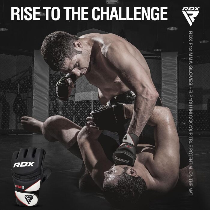 Професійні рукавички RDX для MMA, греплінгу та спарингу, штучна шкіра Maya Hide, кікбоксинг, єдиноборства, з підкладкою, для боксу, муай-тай, тренувань на мішку, чоловічі та жіночі, розмір L, чорні
