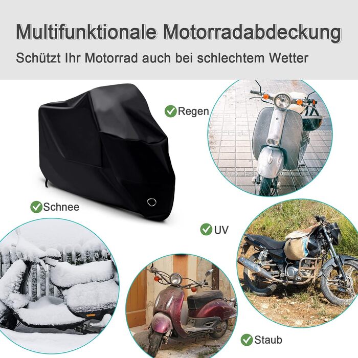 Водонепроникна захисна накидка для мотоцикла LIHAO - зимова, 245x105x125 см