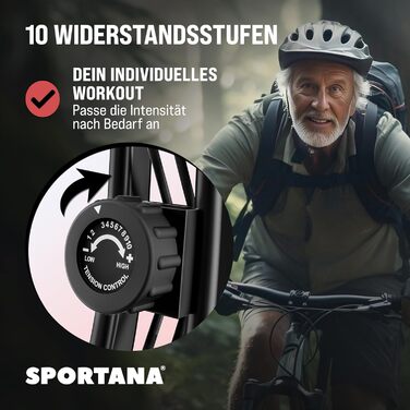 Електровелотренажер SPORTANA® EAGLE 3-в-1: складаний, з LCD-дисплеєм, регулювання висоти, фітнес-гумки | Hometrainer, Indoor Bike