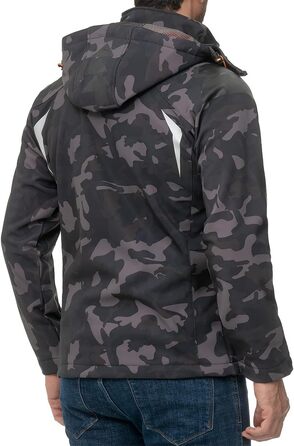 Чоловіча куртка Geographica Norway Softshell, чорно-помаранчевий камуфляж, для активного відпочинку та походів