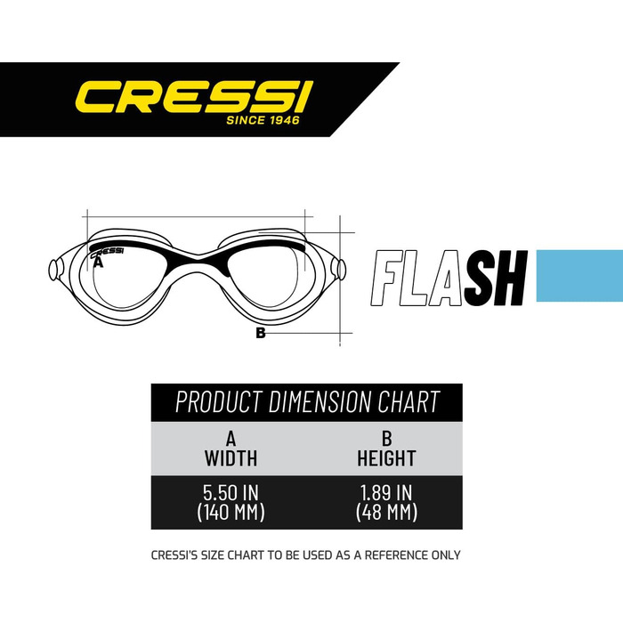 CRESSI Flash чоловічі окуляри для плавання, антифог, антицарапини, анти-UV, універсальний розмір, чорні/сірі, затемнені лінзи