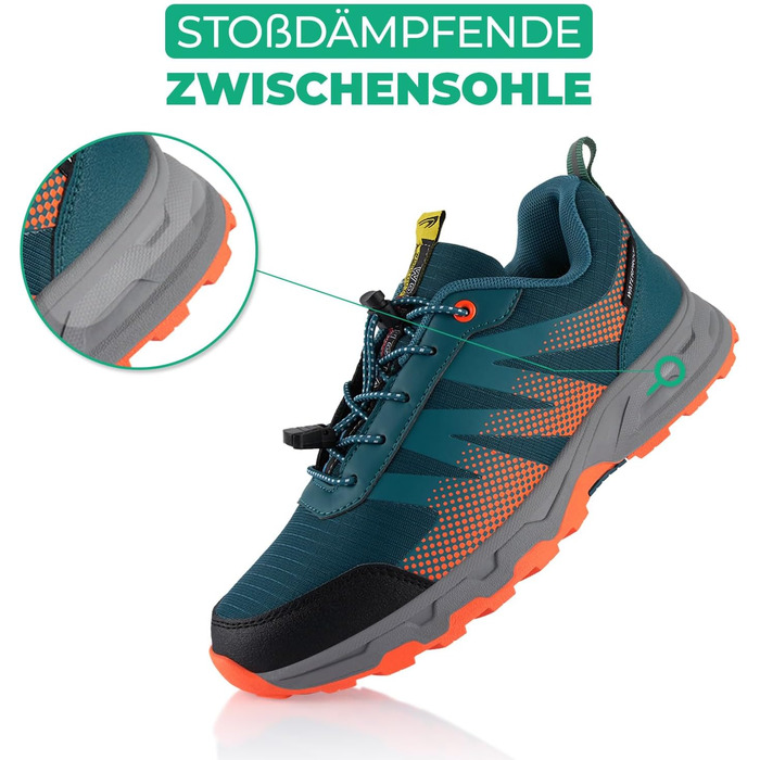 Водонепроникні трекінгові черевики для жінок та чоловіків, Trail Running, 44 EU, блакитний/помаранчевий