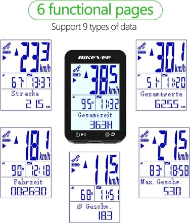 Велокомп'ютер GPS бездротовий IPX7 водонепроникний 2.4'' FSTN дисплей, чорний (Стандартне кріплення)