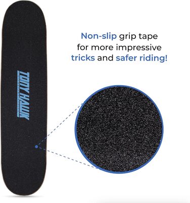 Скейтборд Tony Hawk Signature Series 78,7 см, 9-шарове кленове дек для трюків, спуску, круїзингу та карвінгу, дизайн 