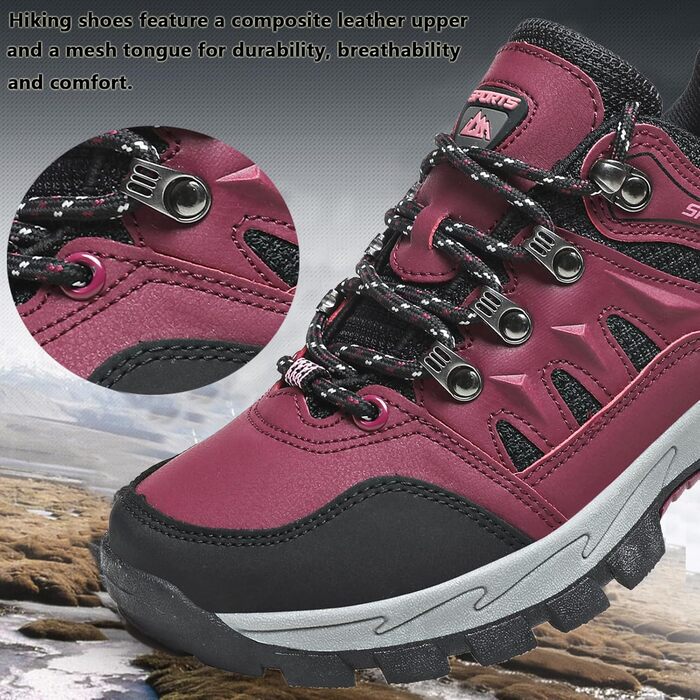 Чоловічі та жіночі трекінгові черевики для хайкінгу. Легкі, дихаючі, спортивні, з неслизькою підошвою, зручні. Розмір 41 EU, рожевий колір.