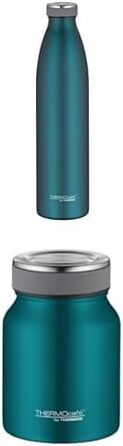 Термос для напоїв 1 л та харчовий термоконтейнер 0,5 л THERMOCAFÉ by THERMOS, нержавіюча сталь, бірюзовий, зберігає тепло до 12 годин/9 годин і холод до 24 годин/14 годин