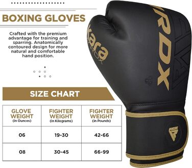 Дитячі боксерські рукавички RDX для муай-тай, кікбоксингу та MMA, шкіра Maya Hide, 6oz, чорні з золотим, для тренувань, мішка та спарингу