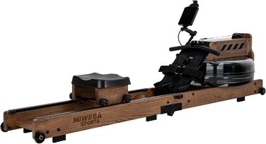 Гребний тренажер Miweba Sports MR700 Pro для дому, водний, складаний, з Bluetooth, LED баком, сумісний з Kinomap, дерев'яний
