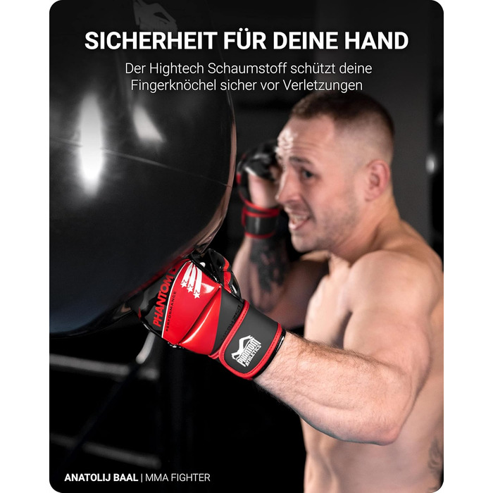 Боксерські рукавички Phantom Apex | Професійні рукавички для спарингу, бою, боксу, фріфайту (Raider - Чорний/Червоний, L-XL)
